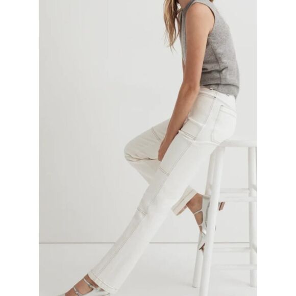 Madewell The '90s Straight Utility Jean Women's 23 Warm White Lighthouse NWT - Picture 8 of 8